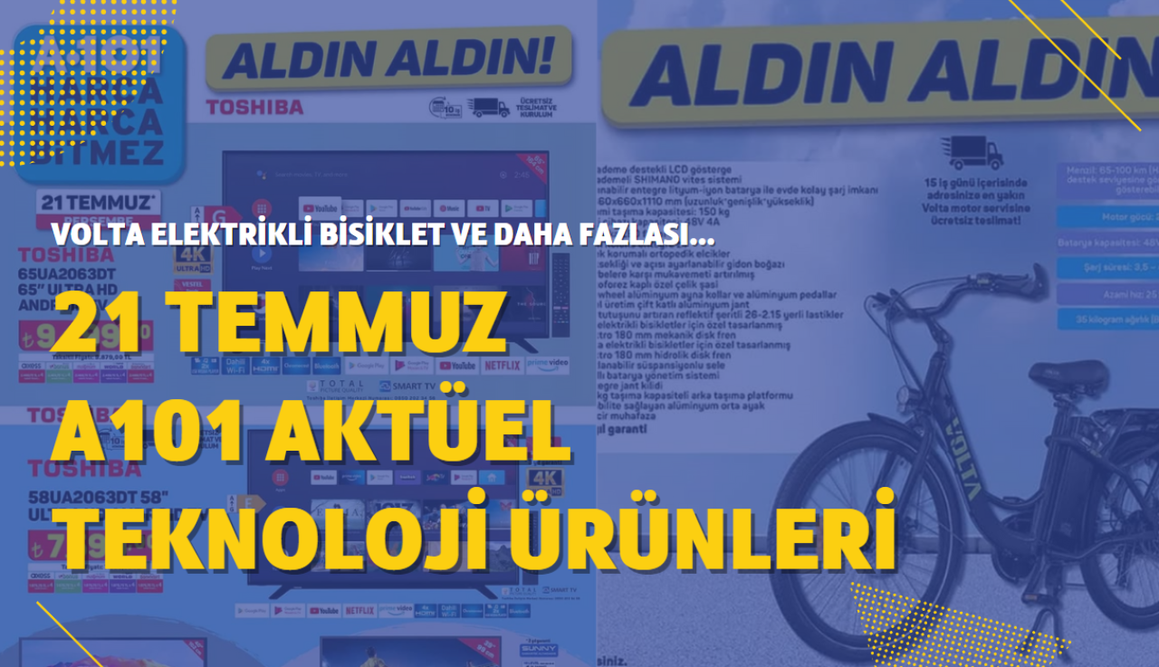 21 Temmuz Perşembe A101 Aktüel teknoloji ürünleri! VOLTA VB7 elektrikli bisiklet ve daha fazlası