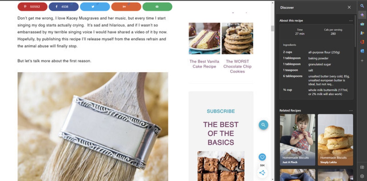 Microsoft yemek tarifi verecek! Microsoft Edge'in yeni kenar çubuğu