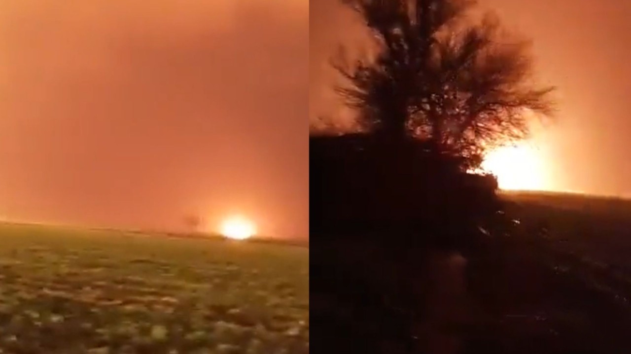 Deprem,  doğalgaz borularını patlattı! Gece vakti hava aydınlandı -VİDEO