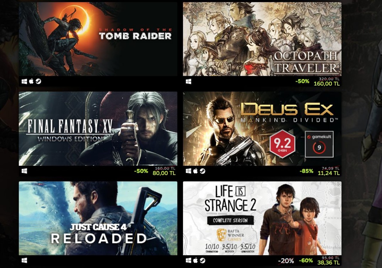 Square Enix oyunlarında yüzde 90'a varan indirimler!