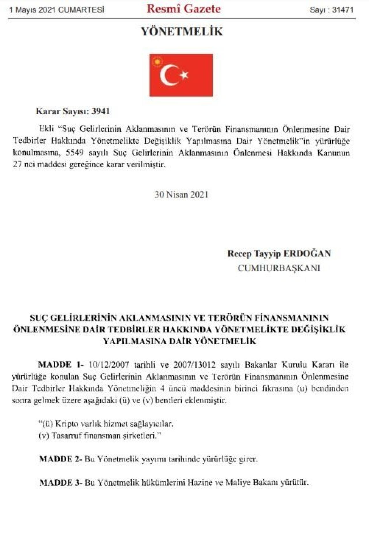Türkiye,  kripto paraları resmen tanıdı!