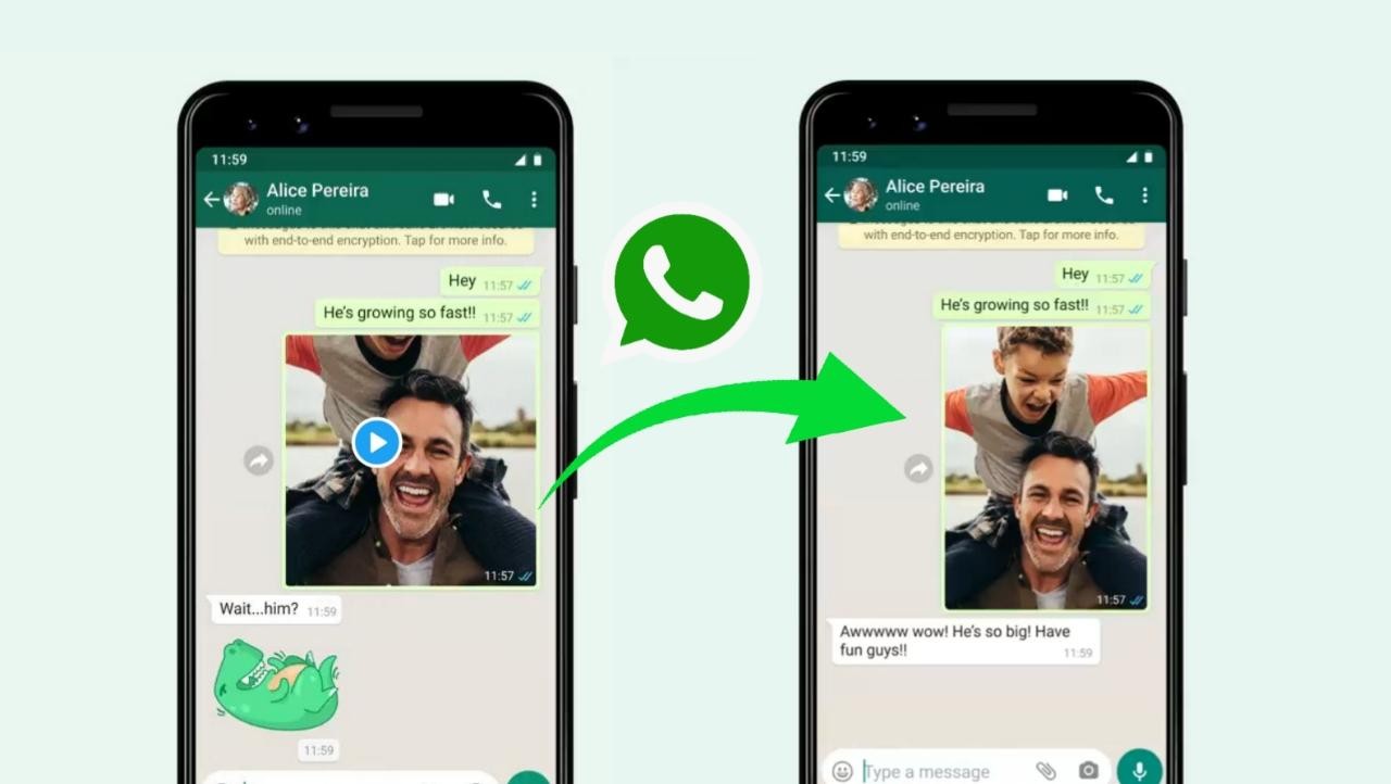 WhatsApp artık sohbetlerde daha büyük fotoğraflar ve videolar gösteriyor