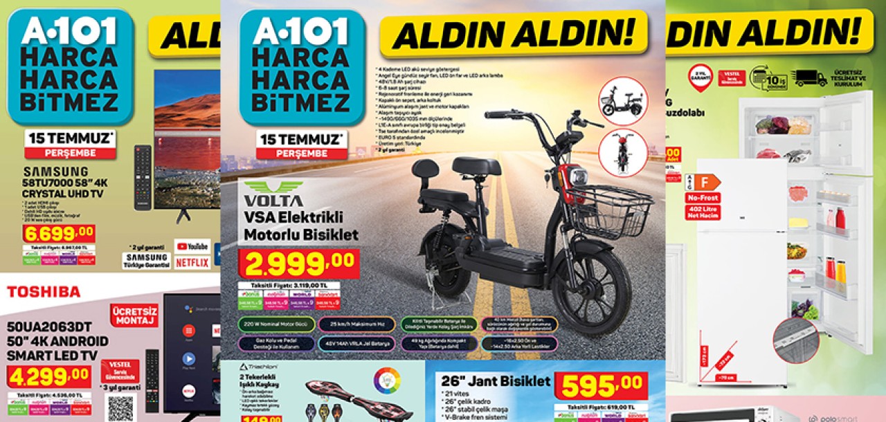 A101 15 Temmuz 2021 Aktüel Ürünler! Volta Elektrikli Bisiklet Severler Doğru A101'e