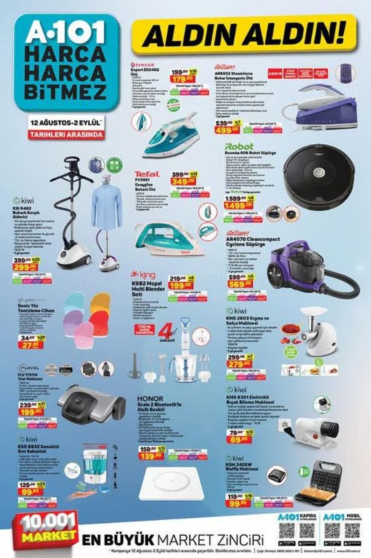 12 Ağustos-2 Eylül A101 Aktüel teknoloji ürünleri! Honor,  Redmi,  Realme akıllı telefonlar ve akıllı süpürge..