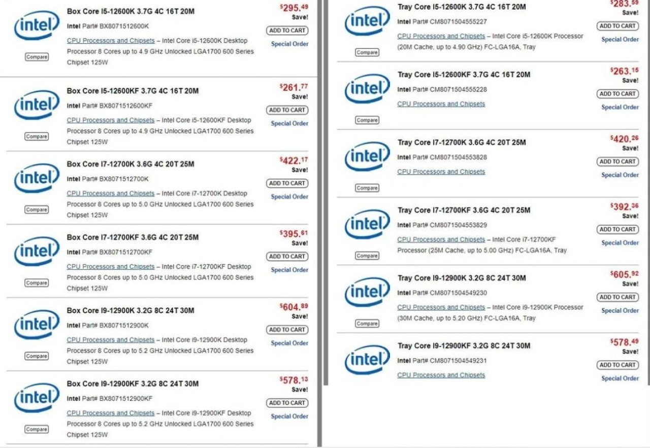Intel 12. nesil işlemcilerin fiyatları sızdı!