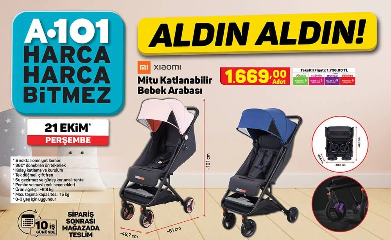 21 Ekim A101 aktüel teknoloji ürünleri! Volta elektrikli bisiklet,  Xiaomi bebek arabası ve daha fazlası...