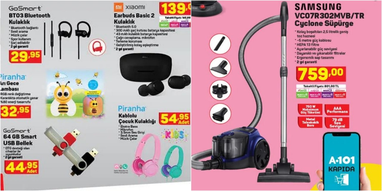 18 Kasım A101 Aktüel teknoloji ürünleri! Samsung Cyclone süpürge,  Xiaomi Bluetooth kulaklık ve daha fazlası...