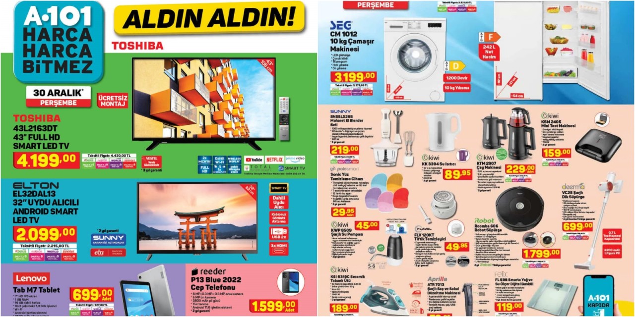30 Aralık Perşembe A101 Aktüel Teknoloji ürünleri! Lenovo Tab M7 tablet,  Roomba 606 Robot süpürge ve daha fazlası...