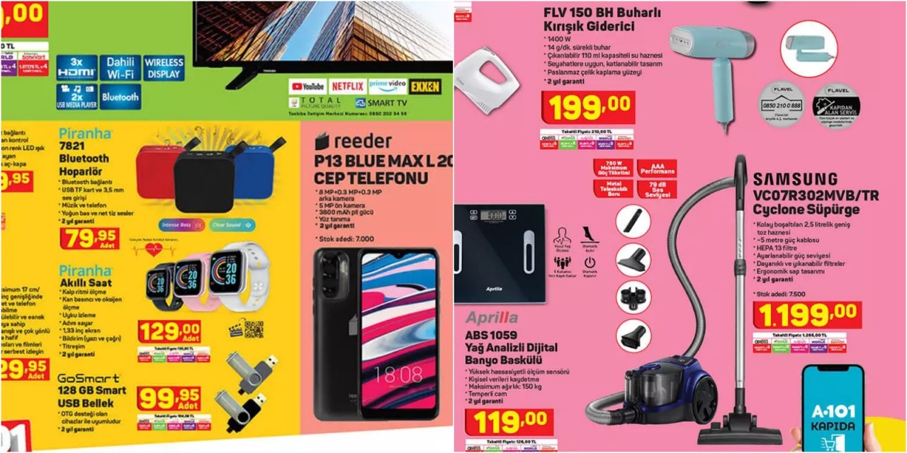 13 Ocak Perşembe A101 Aktüel teknoloji ürünleri! Piranha akıllı saat,  Samsung Cyclone süpürge ve daha fazlası...