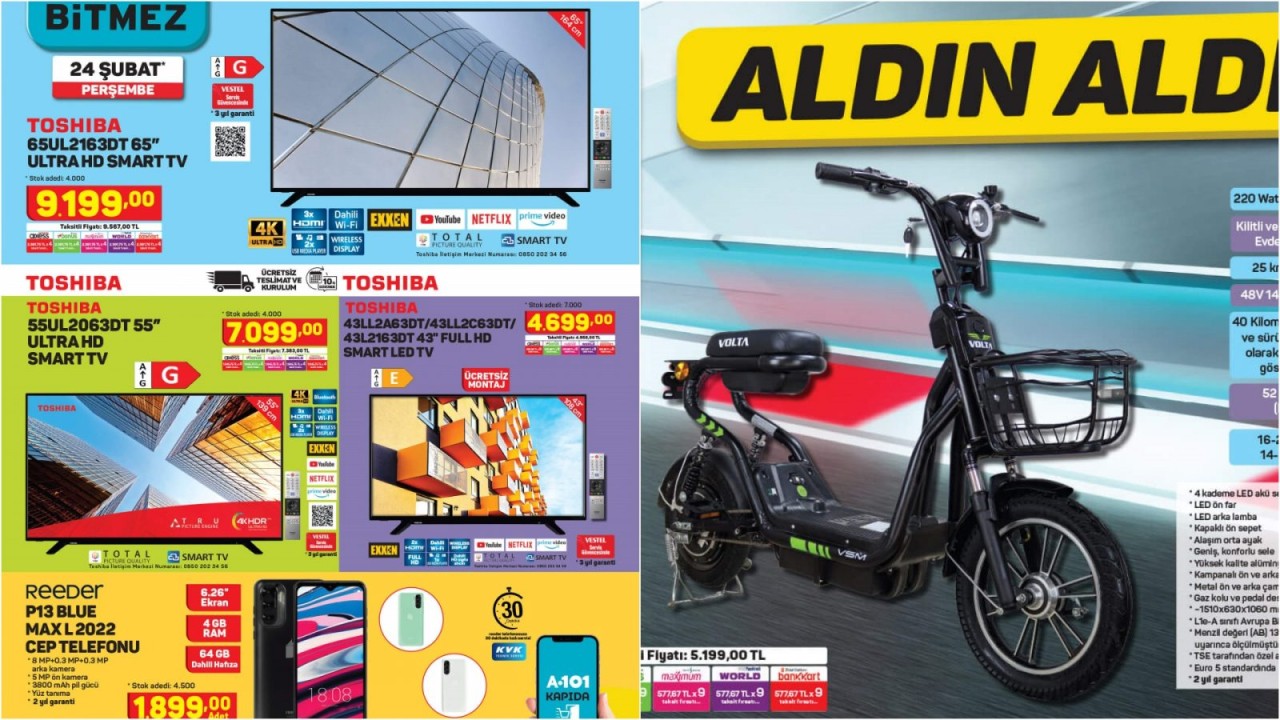 24 Şubat A101 aktüel Teknoloji ürünleri! VOLTA VSM Elektrikli Motorlu Bisiklet ve daha fazlası...