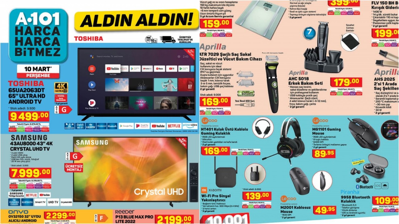 10 Mart Perşembe A101 aktüel teknoloji ürünleri! jWIN org,  Lecoo oyuncu ekipmanları,  Samsung TV ve daha fazlası...