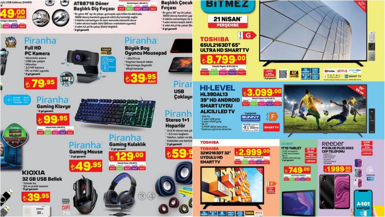 21 Nisan A101 aktüel teknoloji ürünleri! Piranha oyuncu ekipmanları ve diğerleri...