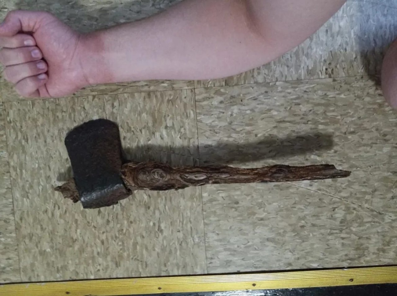 Bahçesinde adeta İskandinav mitolojilerinden fırlamış bir balta buldu!