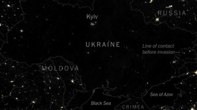 Ukrayna'nın son uydu görüntüleri: Karanlığa gömüldü