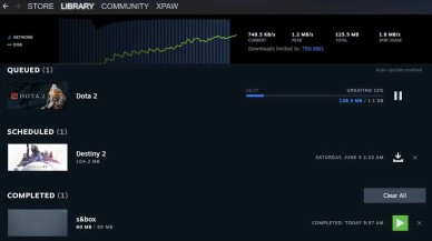 Steam'in 'İndirmeler' sayfasının tasarımı yenileniyor