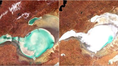 Tuz Gölü'nün giderek yok olduğunu gösteren korkunç uydu görüntüleri...