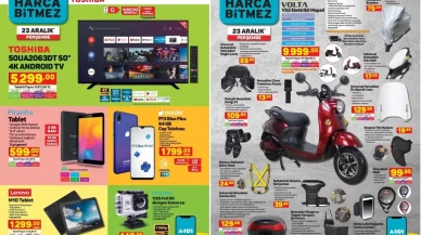 23 Aralık A101 Aktüel Teknoloji ürünleri! Volta VS2 Elektrikli Moped,  Samsung mikrodalga fırın,  Piranha aksiyon kamerası