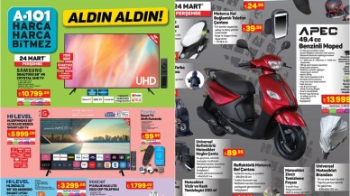 24 Mart A101 Aktüel teknoloji ürünleri! Apec benzinli Moped,  Samsung Smart TV ve daha fazlası...