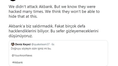 Akbank'a 24 saattir ulaşılamıyor! Hacker grubu Anonymous'tan açıklama