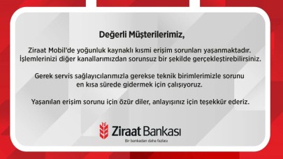 Son dakika! Ziraat Bankası'ndan açıklama geldi! Erişim sorunu neden yaşanıyor?