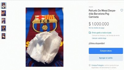 Yok artık: Messi'nin vedasında burnunu sildiği mendil satışa çıktı!