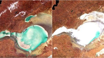 Tuz Gölü'nün giderek yok olduğunu gösteren korkunç uydu görüntüleri...