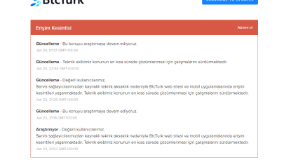 BtcTurk borsası saatlerdir erişime kapalı! (Güncelleme: Erişim açıldı)