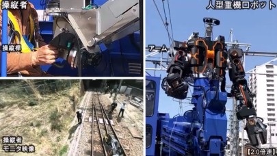 Japonya'da elektrik hatlarını onarmak için VR ile yönetilen dev robot kullanılıyor!