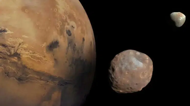 Deimos'un güney kutbundaki dev çukur tek çarpışmanın izi