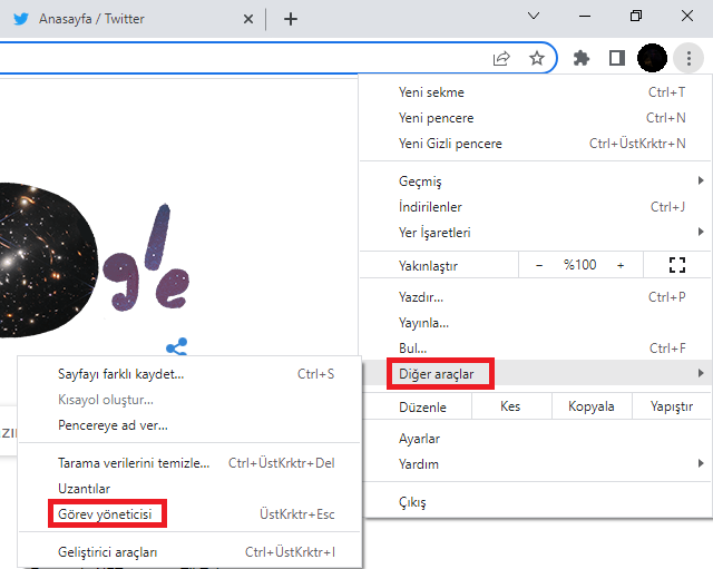 Chrome görev yöneticisi nasıl açılır?
