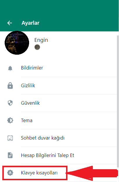 WhatsApp web kısayolları