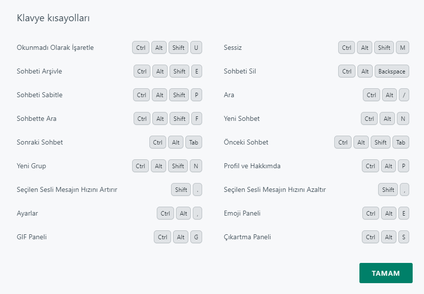 WhatsApp Web kısayolları