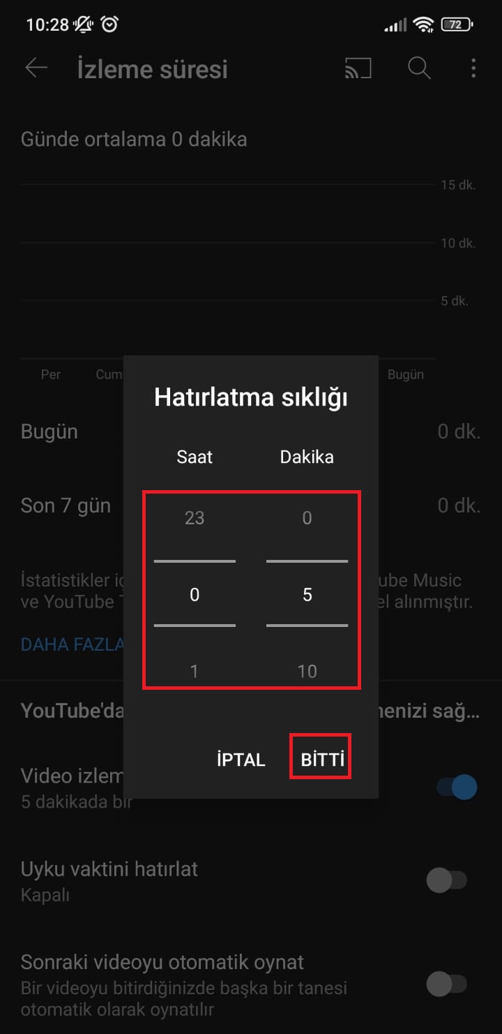 YouTube video izlemeye ara vermeyi hatırlat nasıl kullanılır?