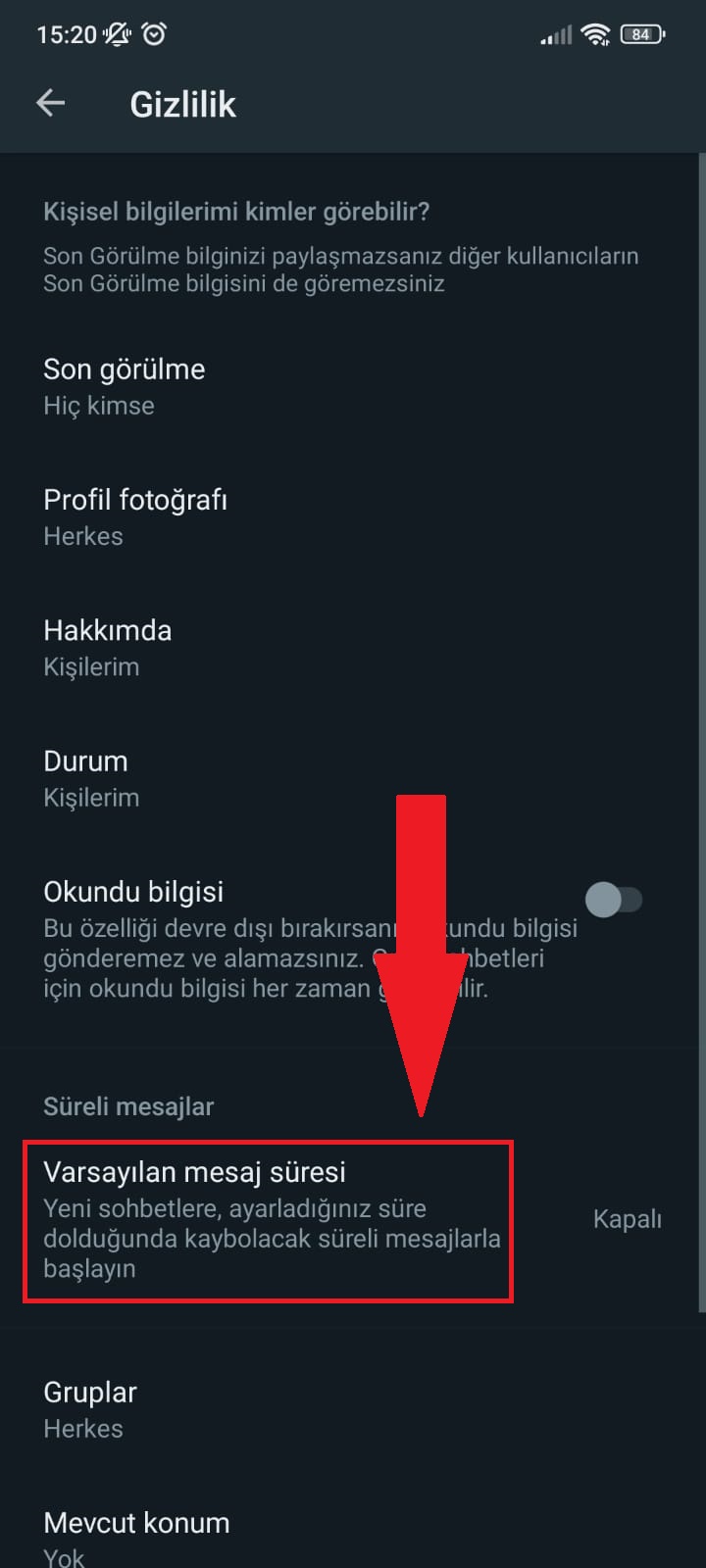 WhatsApp süreli mesajlar nasıl etkinleştirilir?