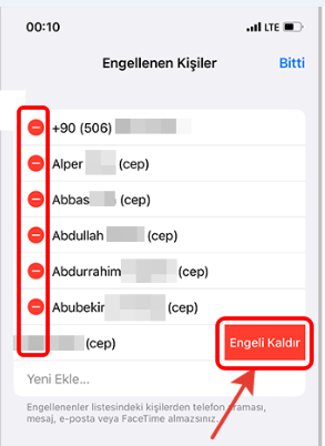 engellenen numaraları görme (4)