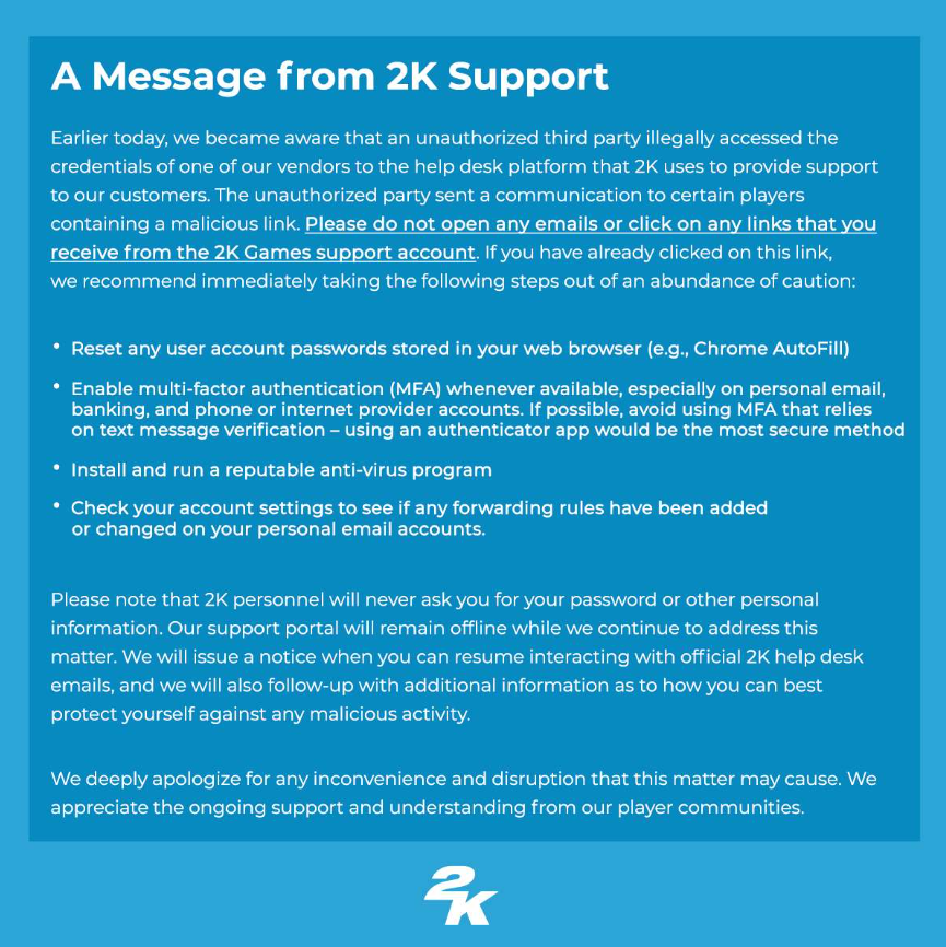 NBA oyunun yayıncısı 2K'den gelen destek e-postalarına tıklamayın! Destek masası hacklendi 3
