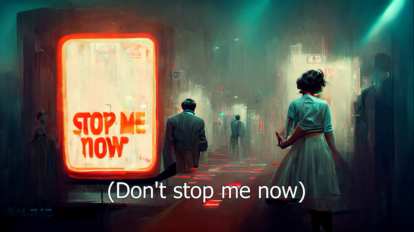 Queen'in efsane parçası Don't Stop Me Now sözleri yapay zeka yardımı ile sanat eserlerine dönüştürüldü! 18