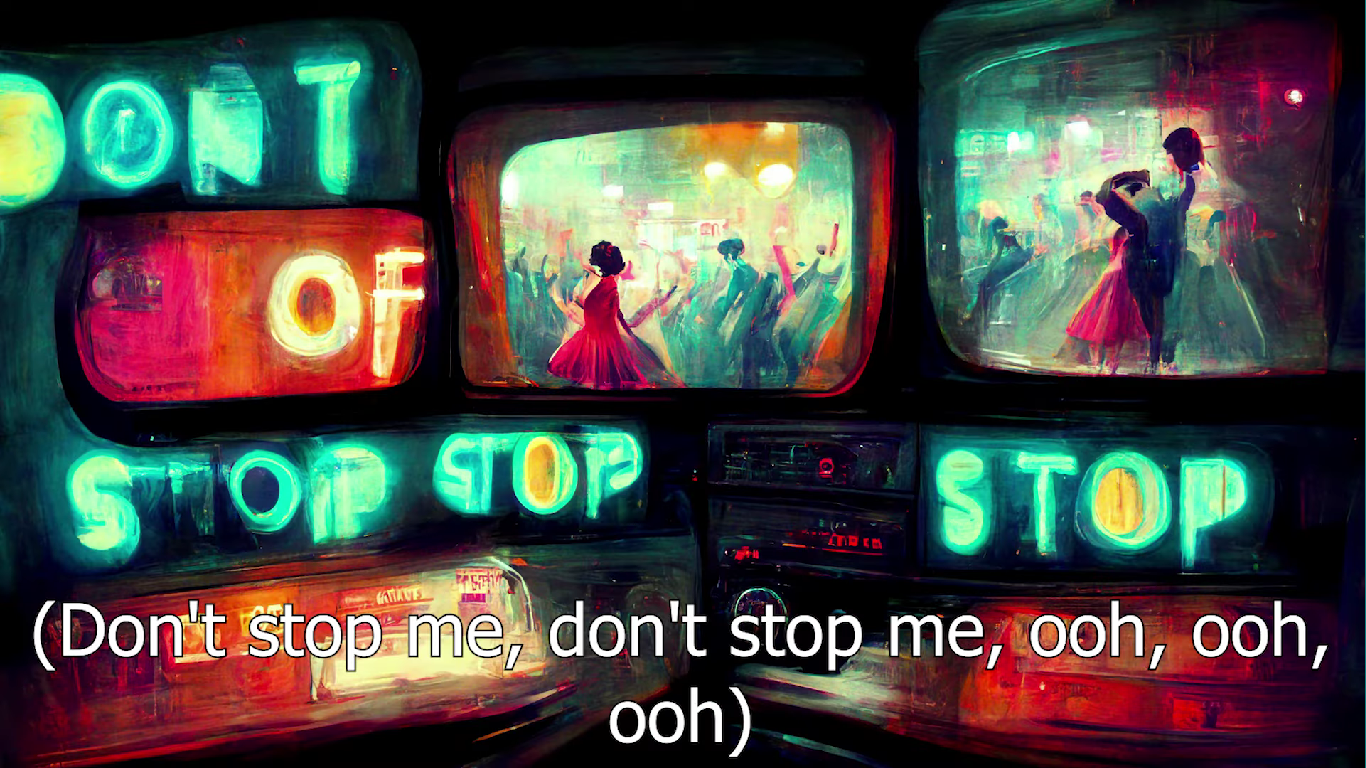 Queen'in efsane parçası Don't Stop Me Now sözleri yapay zeka yardımı ile sanat eserlerine dönüştürüldü! 37