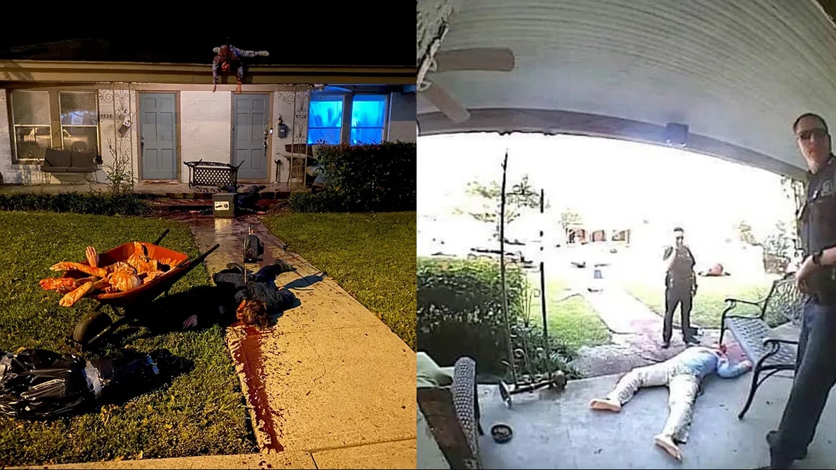 Cadılar Bayramı dekorunu abartınca komşuları polisi aradı: Gerçek sandılar 1