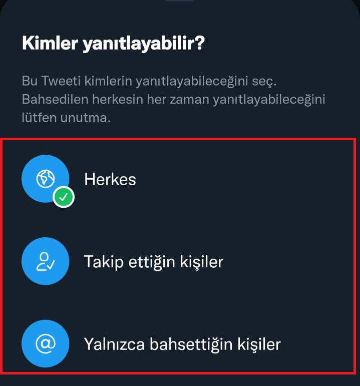 Twitter kimler yanıtlayabilir özelliği nasıl kullanılır?