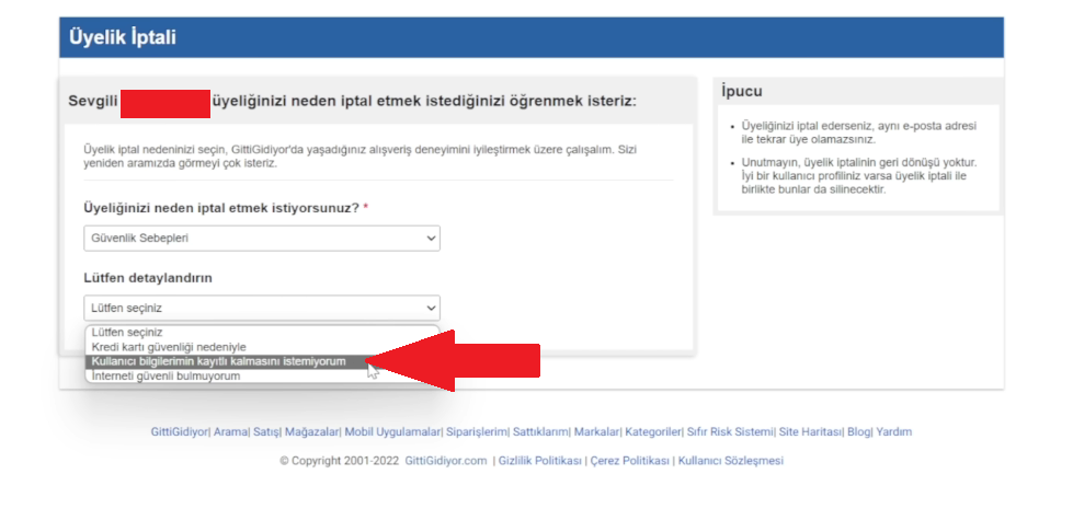 Gittigidiyor hesap silme nasıl yapılır?